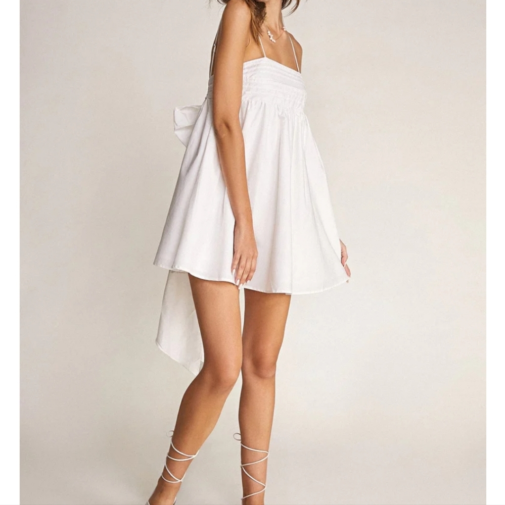White Strap Bow Dress